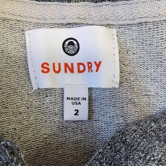 Sundry Pullover Diagonal‎ Stripe Hoodie Womens M (2) Gray French Terry Comfort - Picture 5 of 10